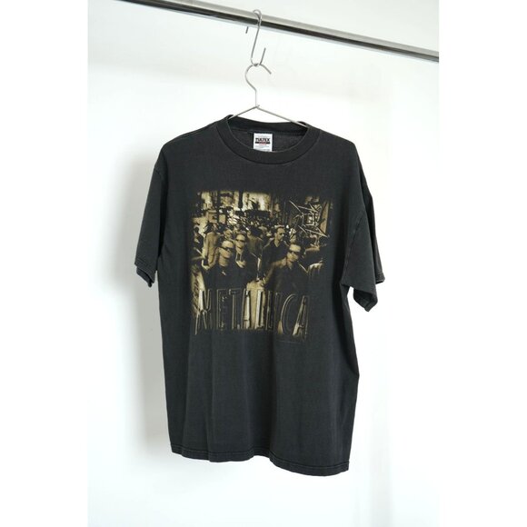 Vintage 1996 Tultex Metallica Metal Band Tee Shirt Black (See Dimension) Men's